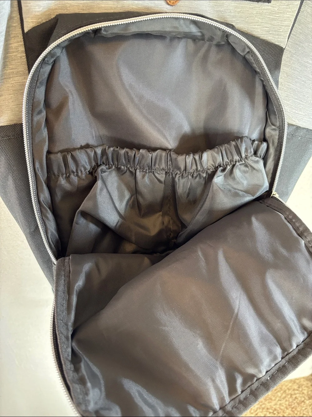 Gray and Black Baby Diaper Backpack Tote